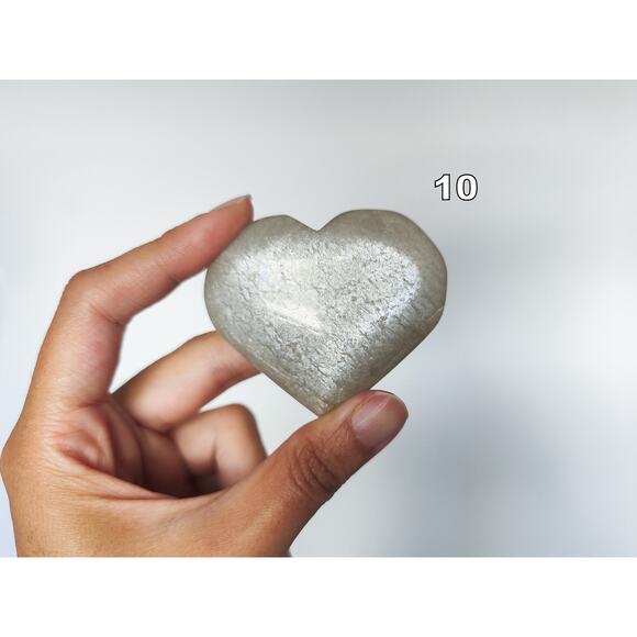 Super Flash Sage Moonstone Heart Carving Garnierite - Picture 12 of 12